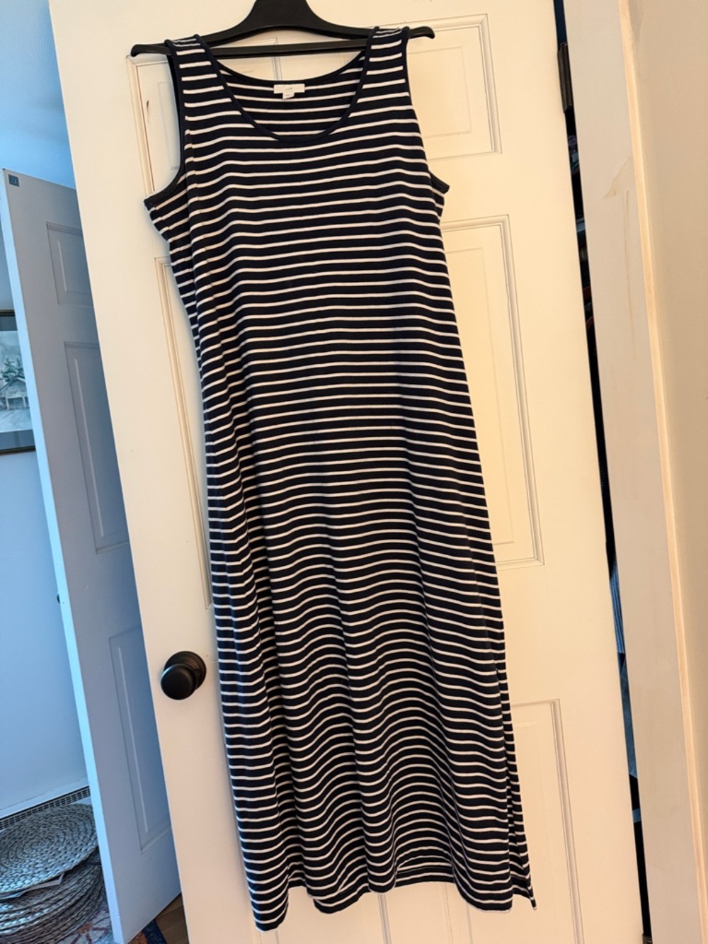 J. Jill Navy and White Striped Tank Maxi Dress